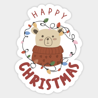 Cozy Bear Christmas Light Sticker